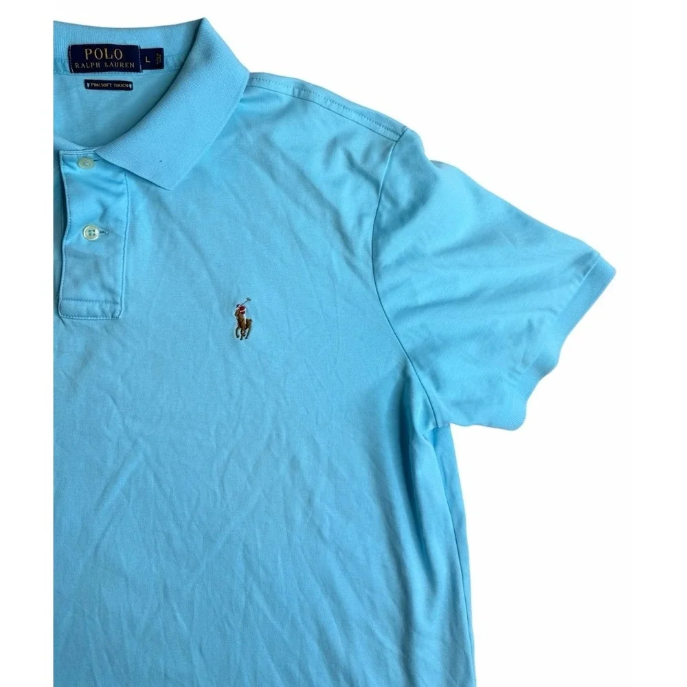 Polo Ralph Lauren Pima Soft Touch Polo Shirt Men's Large Blue‎ Short Sleeve